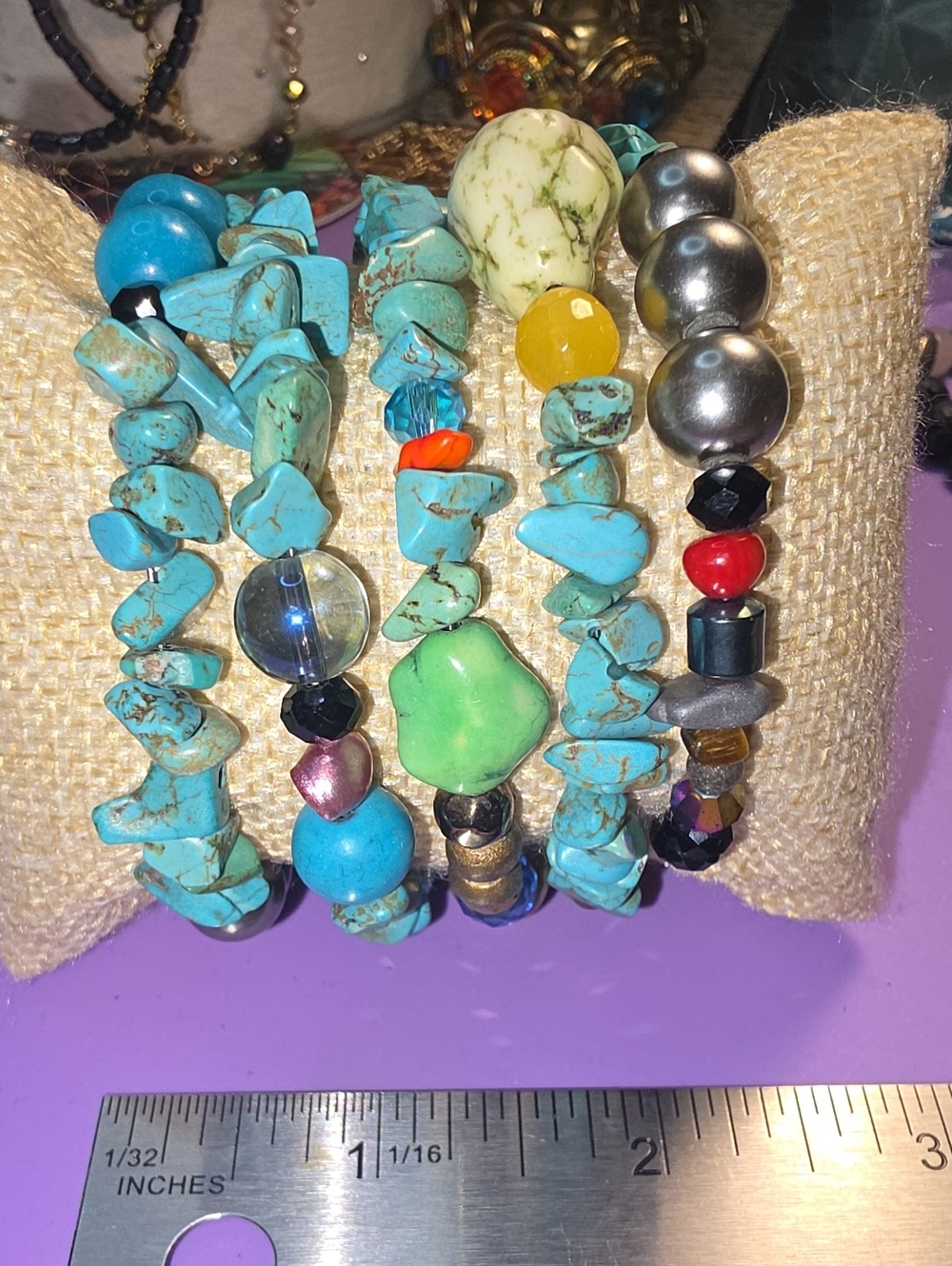 Turquoise Multi-Bead Stretch Bracelet Set - Women Jewelry